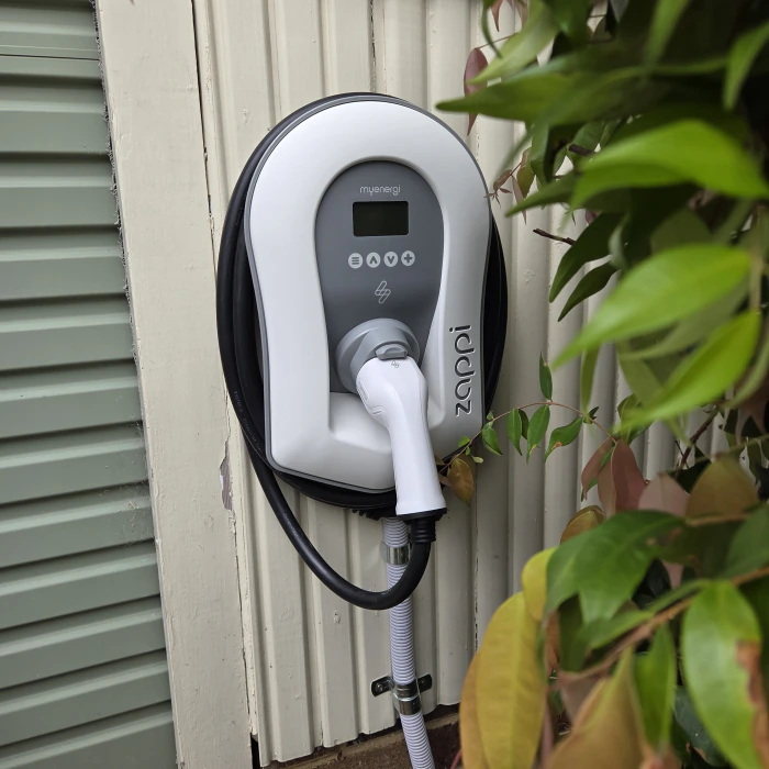 Myenergi Zappi solar EV charger installed outdoors
